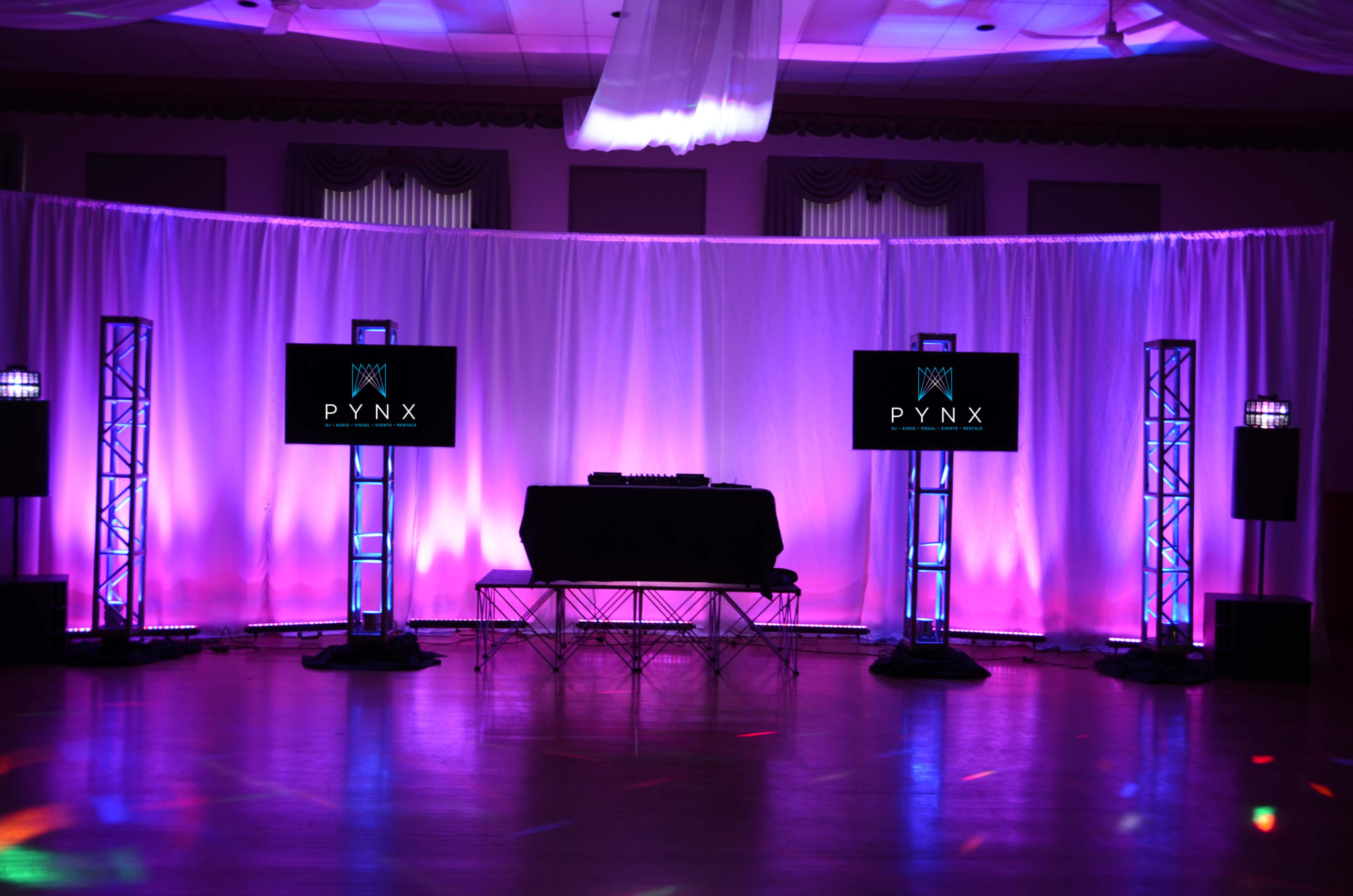 Pynx Wedding DJ Services drape with up light-2